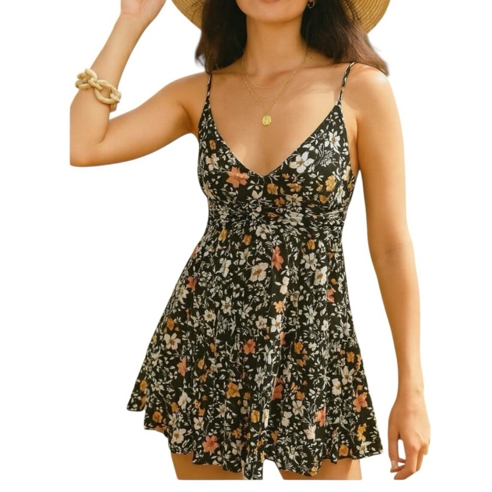 Free People Kaley Mini Dress in Black Combo 2